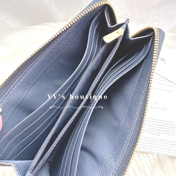 NWT Coach L Zip Wallet Pebble Leather Midnight Navy F73445 Rare Find - Picture 5 of 5